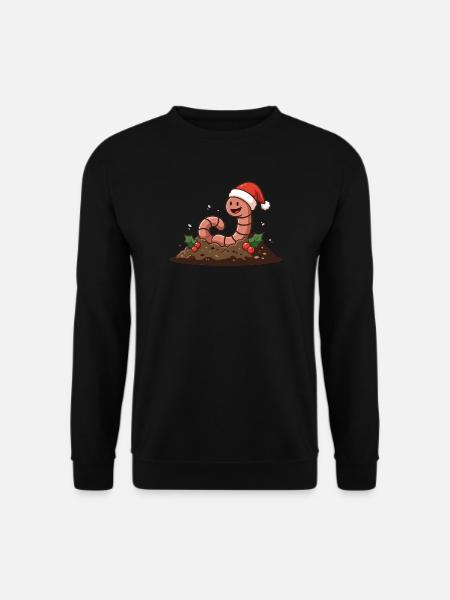Regenwurm im Weihnachtshut – Weihnachtsthema - Unisex Pullover - Schwarz