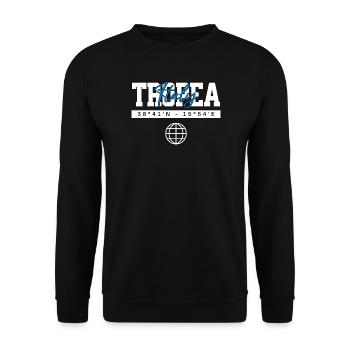 Tropea Italien Koordinaten Reise Souvenir - Unisex Pullover - Schwarz - Vorne - Alina (178cm) & Michal (187cm)