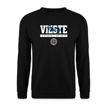 Vieste Italien Koordinaten Reise Souvenir - Unisex Pullover - Schwarz - Vorne - Alina (178cm) & Michal (187cm)