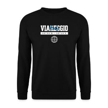 Viareggio Italien Koordinaten Reise Souvenir - Unisex Pullover - Schwarz - Vorne - Alina (178cm) & Michal (187cm)