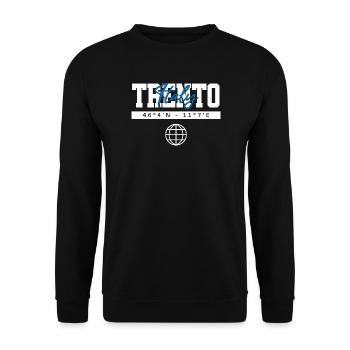 Trient Italien Koordinaten Reise Souvenir - Unisex Pullover - Schwarz - Vorne - Alina (178cm) & Michal (187cm)