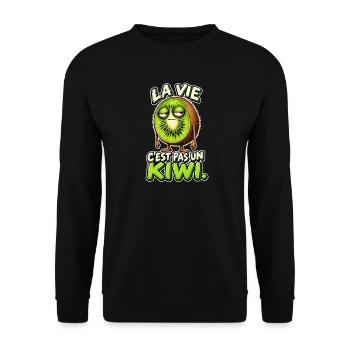 Das Leben ist kein Kiwi – Blaseres Kiwi und Humor - Unisex Pullover - Schwarz - Vorne - Alina (178cm) & Michal (187cm)