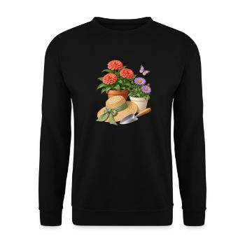 Gärtnerin Geschenkidee Gartenarbeit - Unisex Pullover - Schwarz - Vorne - Alina (178cm) & Michal (187cm)