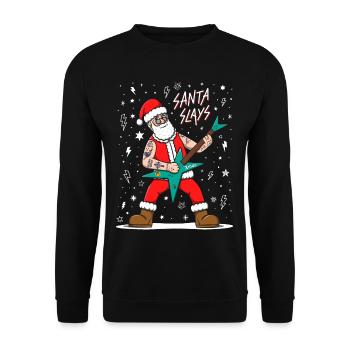 Santa Slays This Christmas - Unisex Pullover - Schwarz - Vorne - Alina (178cm) & Michal (187cm)
