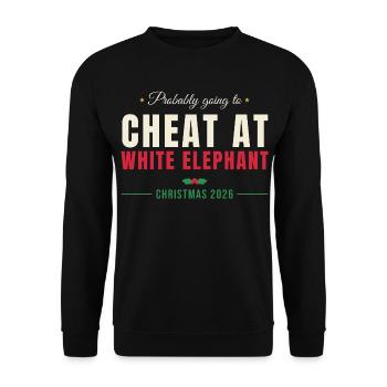 Cheat At White Elephant - Weihnachten Familie - Unisex Pullover - Schwarz - Vorne - Alina (178cm) & Michal (187cm)