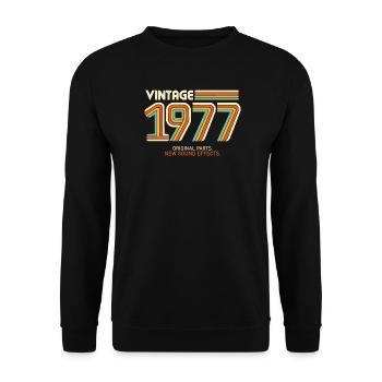 Vintage 1977 Jahrgang 50. Geburtstag lustig Retro - Unisex Pullover - Schwarz - Vorne - Alina (178cm) & Michal (187cm)