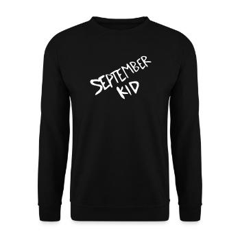 September Kid Schriftzug - Unisex Pullover - Schwarz - Vorne - Alina (178cm) & Michal (187cm)