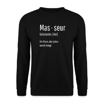 Masseur Substantiv Definition Massage Geschenk - Unisex Pullover - Schwarz - Vorne - Alina (178cm) & Michal (187cm)