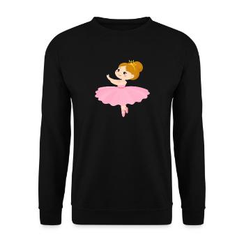 Kleine Comic Ballerina Rosa Tutu Tanzen T-Shirt - Unisex Pullover - Schwarz - Vorne - Alina (178cm) & Michal (187cm)