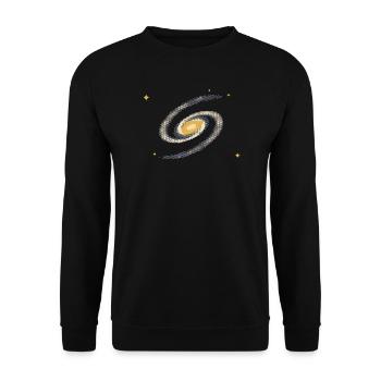Spiralgalaxie im Punktraster - Unisex Pullover - Schwarz - Vorne - Alina (178cm) & Michal (187cm)