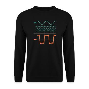 Additive Synthese: Obertöne und Rechteckwelle - Unisex Pullover - Schwarz - Vorne - Alina (178cm) & Michal (187cm)