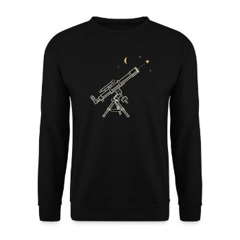 Linsenteleskop als technische Zeichnung - Unisex Pullover - Schwarz - Vorne - Alina (178cm) & Michal (187cm)