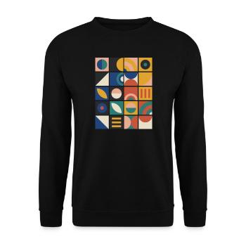 Raster aus geometrischen Kacheln - Unisex Pullover - Schwarz - Vorne - Alina (178cm) & Michal (187cm)