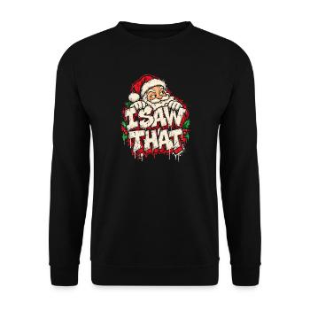 Weihnachts Humor: I Saw That Santa - Unisex Pullover - Schwarz - Vorne - Alina (178cm) & Michal (187cm)