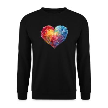 Regenbogenherz – Liebe in allen Farben - Unisex Pullover - Schwarz - Vorne - Alina (178cm) & Michal (187cm)