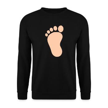 Babyfuß Geschenk zur Geburt Taufe - Unisex Pullover - Schwarz - Vorne - Alina (178cm) & Michal (187cm)