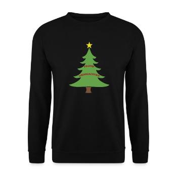 Weihnachtsbaum mit Stern – Frohe Weihnachten - Unisex Pullover - Schwarz - Vorne - Alina (178cm) & Michal (187cm)