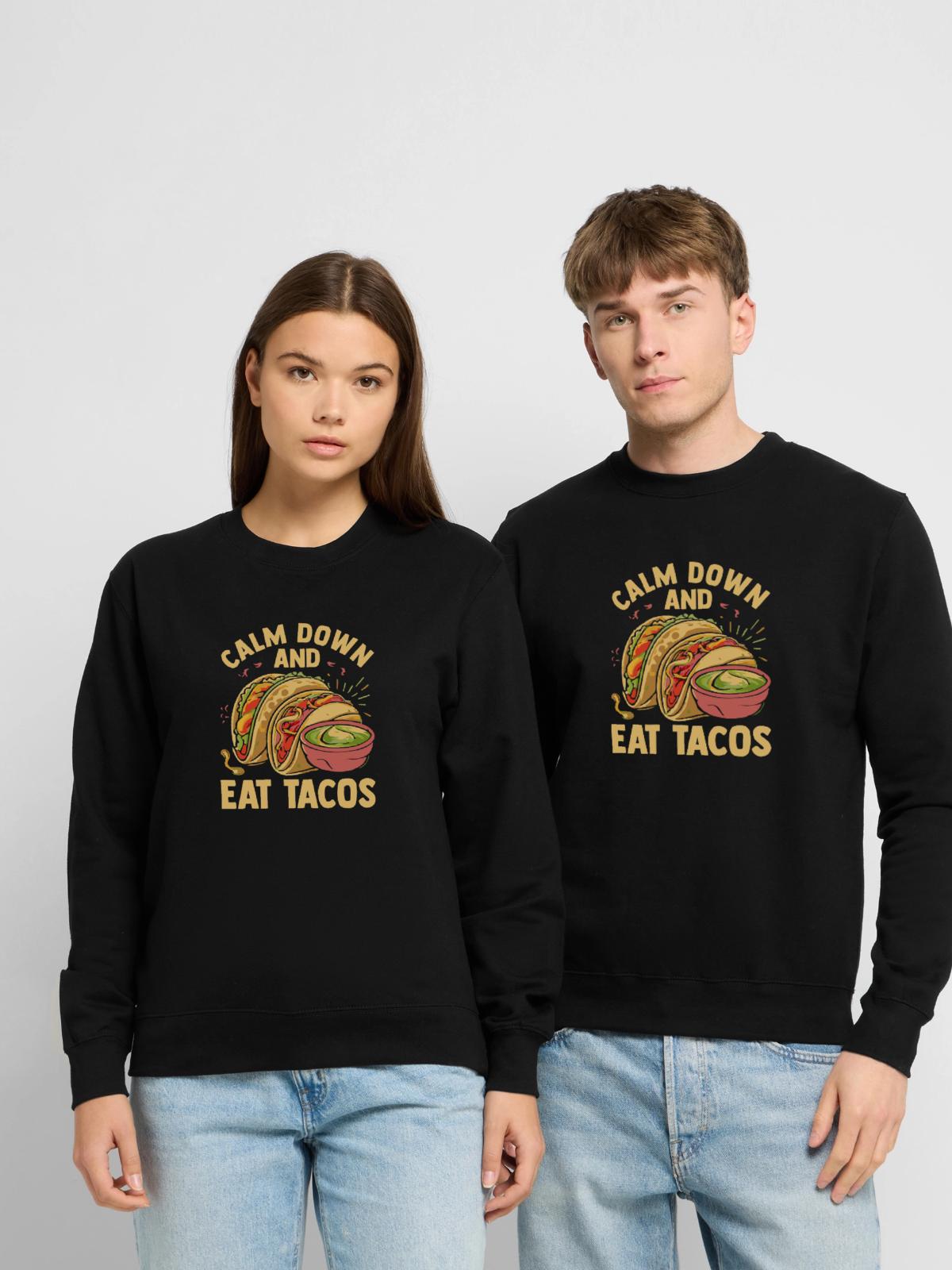 Mexican Mexico Tacos - Unisex Pullover - Schwarz - Vorne - Alina (178cm) & Michal (187cm)