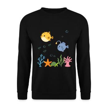 Kugelfisch Unterwasser Kinder Seeteufel Ozean - Unisex Pullover - Schwarz - Vorne - Alina (178cm) & Michal (187cm)