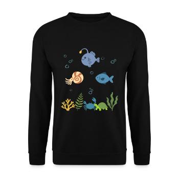 Seeteufel Unterwasser Kinder Nautilus Fisch Meer - Unisex Pullover - Schwarz - Vorne - Alina (178cm) & Michal (187cm)