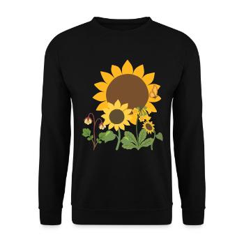 Blumen botanisch Pflanze Zeichnung Geschenkidee - Unisex Pullover - Schwarz - Vorne - Alina (178cm) & Michal (187cm)
