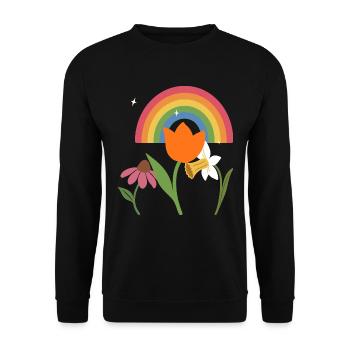 Blumen floral Blumenmotiv Design Pflanzenfreunde - Unisex Pullover - Schwarz - Vorne - Alina (178cm) & Michal (187cm)
