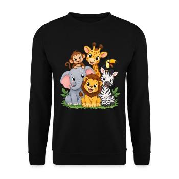 Tierfreunde Parade - Unisex Pullover - Schwarz - Vorne - Alina (178cm) & Michal (187cm)