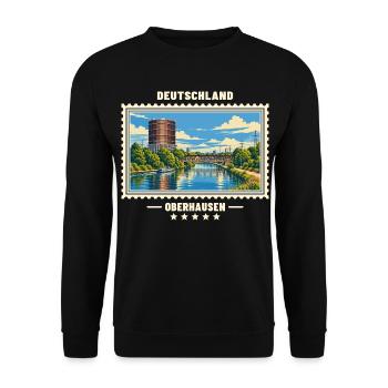 Deutschland Oberhausen Vintage Reisemarke - Unisex Pullover - Schwarz - Vorne - Alina (178cm) & Michal (187cm)