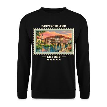 Deutschland Erfurt Vintage Reisemarke - Unisex Pullover - Schwarz - Vorne - Alina (178cm) & Michal (187cm)