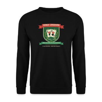 Doppelkopf Legende – Doko Kartenspiel Hochzeit - Unisex Pullover - Schwarz - Vorne - Alina (178cm) & Michal (187cm)