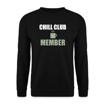 Chill Club-Mitglieder Tassen-Kunstwerk - Unisex Pullover - Schwarz - Vorne - Alina (178cm) & Michal (187cm)