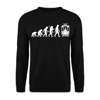 Evolution Straßenbahn Tram Für Straßenbahnfahrer - Unisex Pullover - Schwarz - Vorne - Alina (178cm) & Michal (187cm)