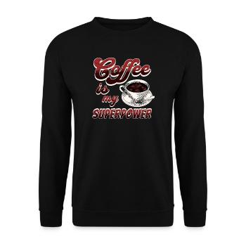 Kaffee ist meine Superkraft - Unisex Pullover - Schwarz - Vorne - Alina (178cm) & Michal (187cm)
