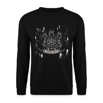 Waschbär Trash Cult Gothic Raccoon Halloween Spook - Unisex Pullover - Schwarz - Vorne - Alina (178cm) & Michal (187cm)