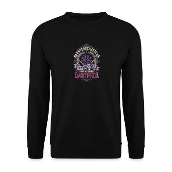 Dart Frau Mit Dartpfeil Unterschätzen Verboten - Unisex Pullover - Schwarz - Vorne - Alina (178cm) & Michal (187cm)