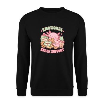 Emotionaler Snack Support - Unisex Pullover - Schwarz - Vorne - Alina (178cm) & Michal (187cm)