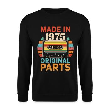 1975 Geburtstag Original 70er 80er Retro-Kassette - Unisex Pullover - Schwarz - Vorne - Alina (178cm) & Michal (187cm)