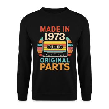 1973 Geburtstag Original 70er 80er Kassettenband Retro - Unisex Pullover - Schwarz - Vorne - Alina (178cm) & Michal (187cm)