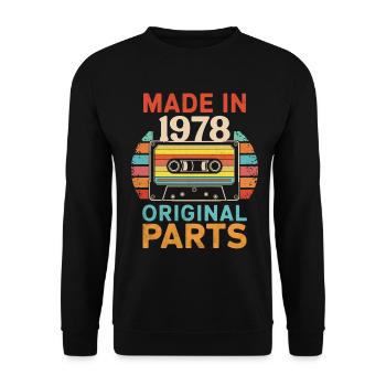 1978 Geburtstag Original 70er 80er Kassettenband Retro - Unisex Pullover - Schwarz - Vorne - Alina (178cm) & Michal (187cm)