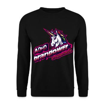 ADHS-Hyperfokus-Club, Neurodiversitäts-Superkraft - Unisex Pullover - Schwarz - Vorne - Alina (178cm) & Michal (187cm)