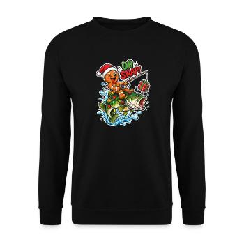 Oh Snap Weihnachtsangeln - Unisex Pullover - Schwarz - Vorne - Alina (178cm) & Michal (187cm)