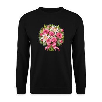 Blush-Blumenstrauß - Unisex Pullover - Schwarz - Vorne - Alina (178cm) & Michal (187cm)