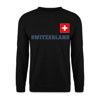 SCHWITZERLAND SCHWEIZ Trikot Look mit Fahne Flagge - Unisex Pullover - Schwarz - Vorne - Alina (178cm) & Michal (187cm)