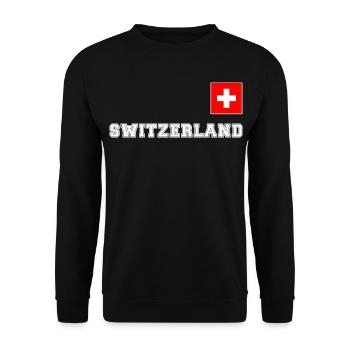 SCHWITZERLAND SCHWEIZ Trikot Look mit Fahne Flagge - Unisex Pullover - Schwarz - Vorne - Alina (178cm) & Michal (187cm)