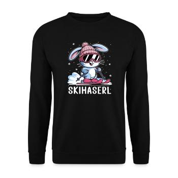 Lustiges Skihaserl Skiurlaub Aprés Ski Party - Unisex Pullover - Schwarz - Vorne - Alina (178cm) & Michal (187cm)