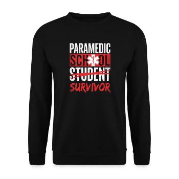 Überlebender Notfallsanitäterschul-Student – EMS EMT Sanitäter - Unisex Pullover - Schwarz - Vorne - Alina (178cm) & Michal (187cm)