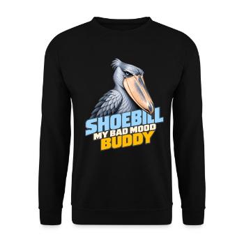 Schuhschnabel – Mein schlechte Laune-Kumpel | Exotischer Vogel - Unisex Pullover - Schwarz - Vorne - Alina (178cm) & Michal (187cm)
