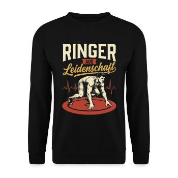 Ringer Leidenschaft Kraft - Unisex Pullover - Schwarz - Vorne - Alina (178cm) & Michal (187cm)