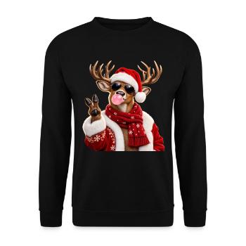 Christmas Reindeer Bubble Gum Sunglasses Santa - Unisex Pullover - Schwarz - Vorne - Alina (178cm) & Michal (187cm)
