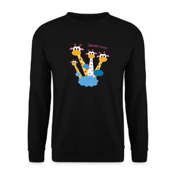 Jestem inny! – Giraffenfreunde - Unisex Pullover - Schwarz - Vorne - Alina (178cm) & Michal (187cm)